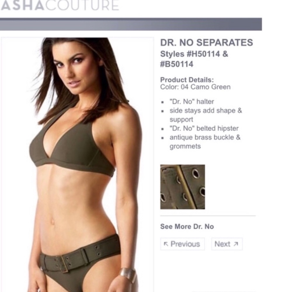 AshaCouture Bikini Bottom Dr. No Camo Olive Green 12 Belted Belt